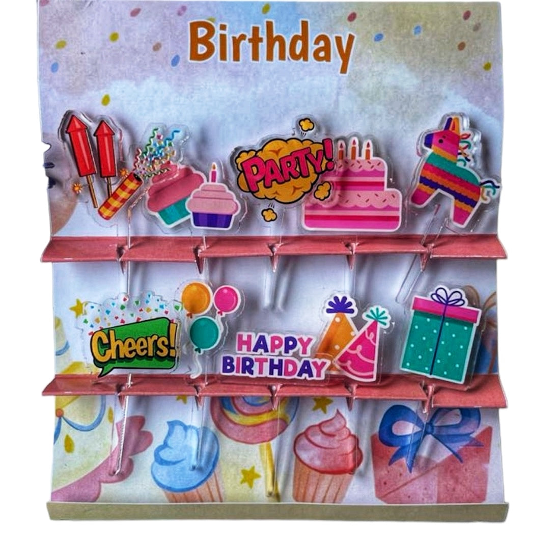 Happy Birthday Acrylic Food Picks