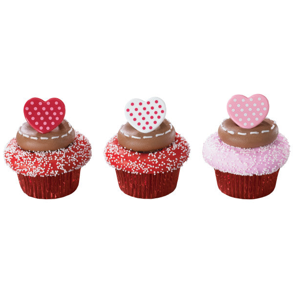 Decopac Polka Dot Hearts Cupcake Rings (6pcs)