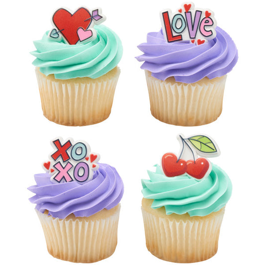 Decopac Rainbow Love Cupcake Rings (4pcs)