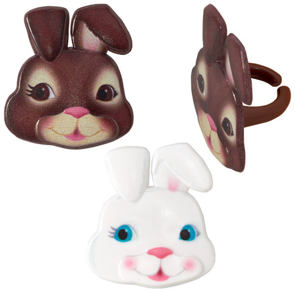 Decopac Cute Bunny Faces Rings (4pcs)